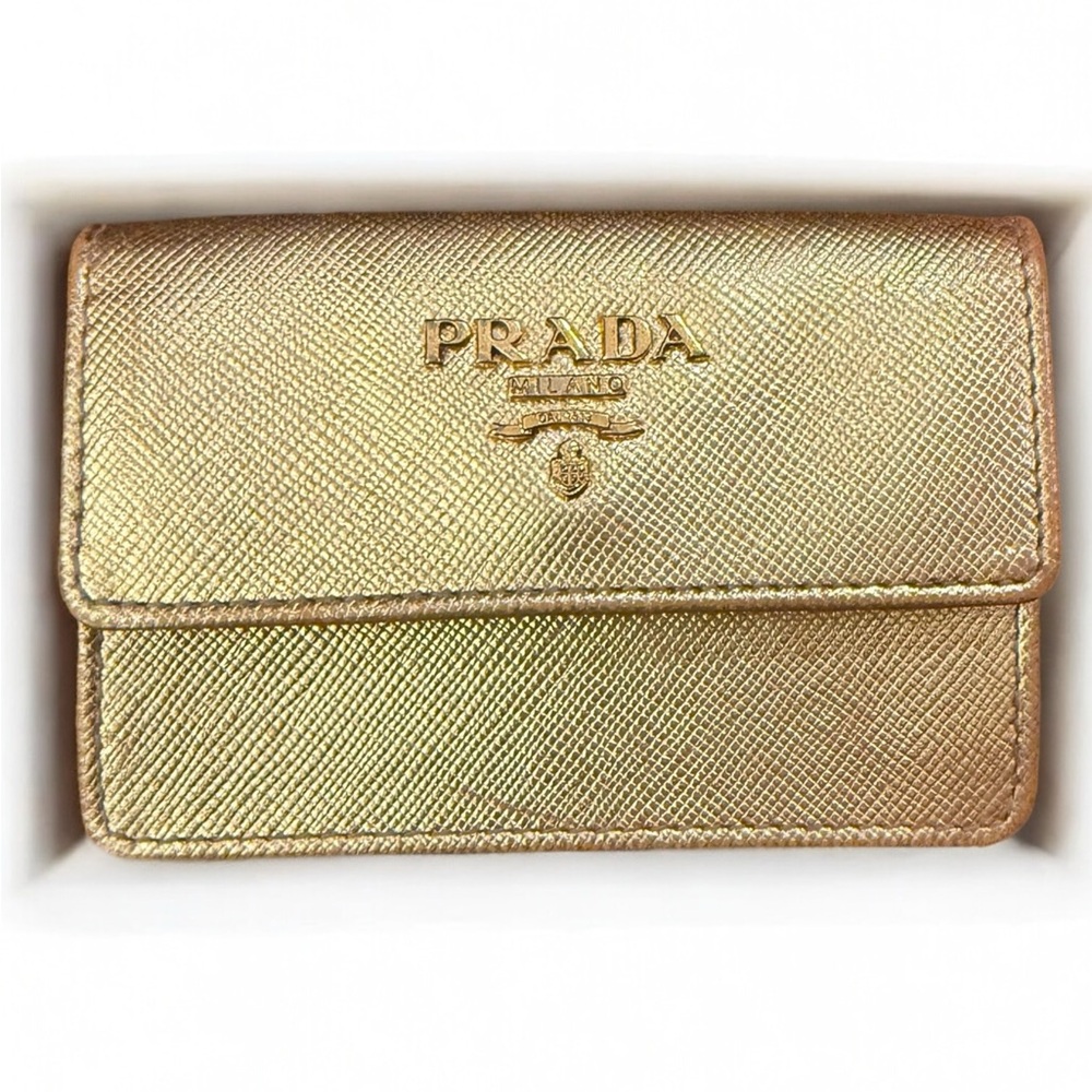 Prada Gold Cardholder Luxurious Metallic Finish
